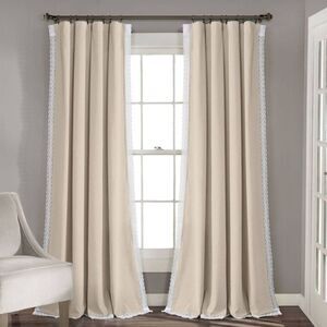 Lush Decor - Set of 2 (84"x54") Rosalie Window Curtain Panels B Beige